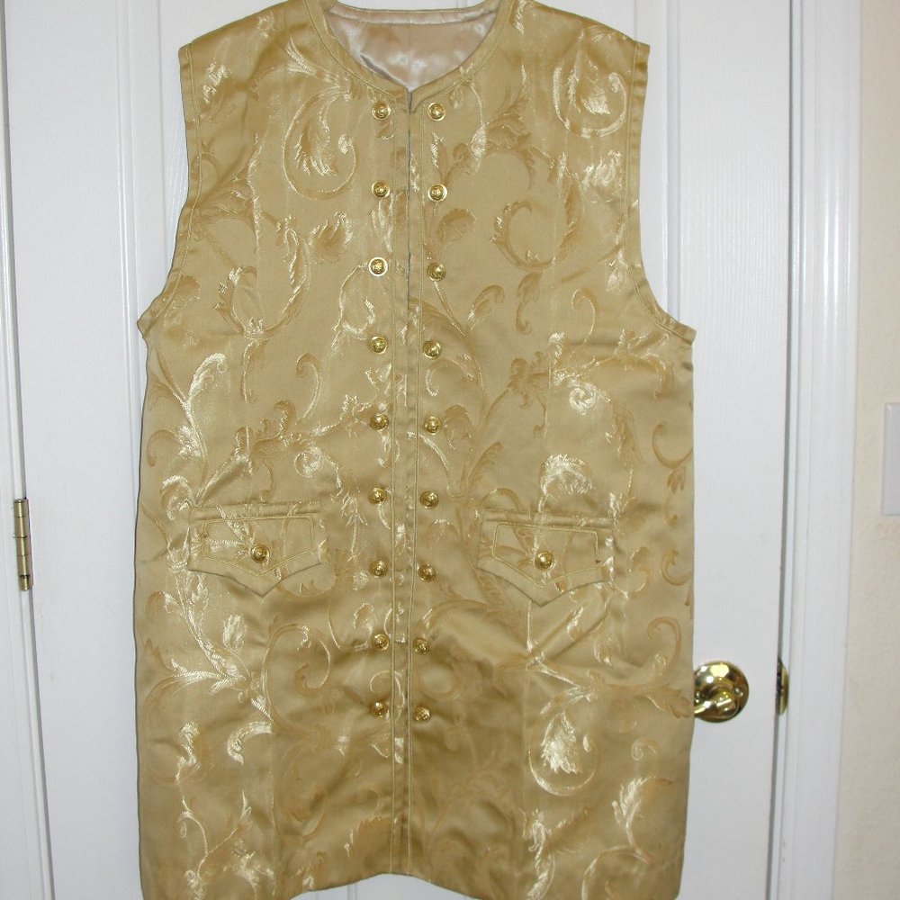 BESPOKE GOLD JACQUARD BAROQUE WAISTCOAT $700 New!